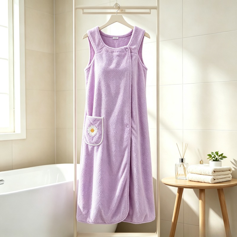 Spa Towel - Extra Long Pink Floral Bath Towel,