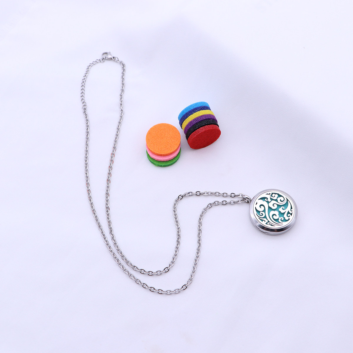 Aromatherapy Diffuser - Essential Oil Diffuser Necklace Silver Mini
