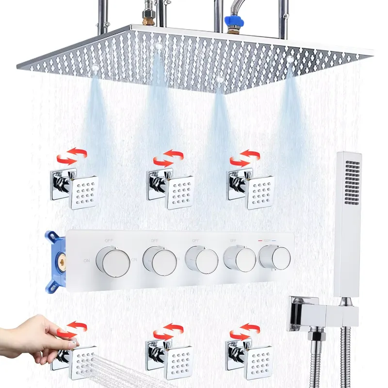 Body Brush - Complete Shower Set Rain Shower Head