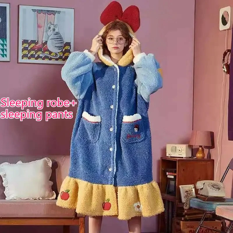Women Winter Warm Fleece Coral - Bathrobe 评论和价格