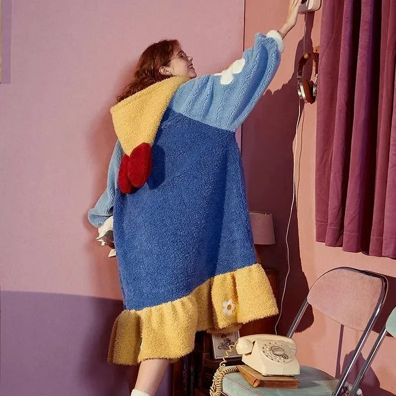 Women Winter Warm Fleece Coral - Bathrobe 评论和价格